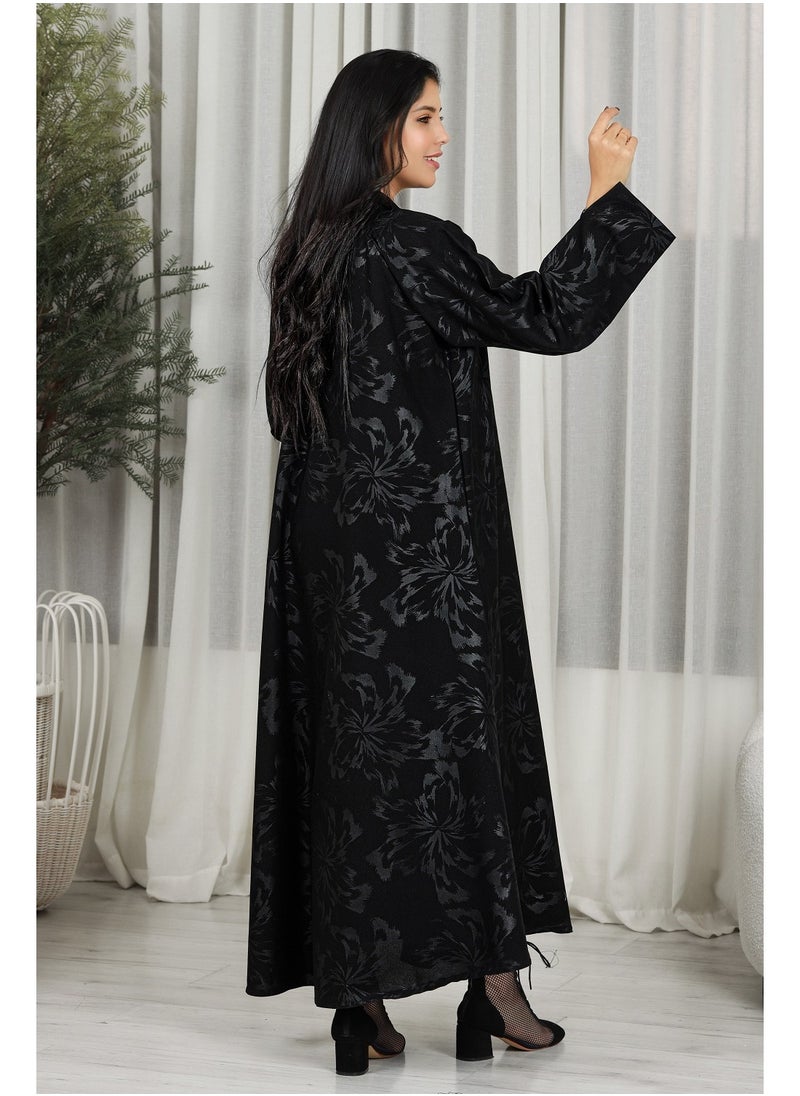 Black abaya with floral fabric - pzsku/ZAAE93D088A77C3E0DD24Z/45/_/1709371568/26fca4ed-26df-4bff-b277-e6b55562b631