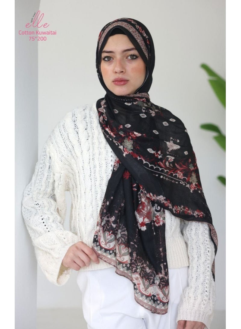ELLE Luxury Veil Cotton Islamic Hijab for Women for Occasions and Regular Days - Size (200cm x 75cm)
