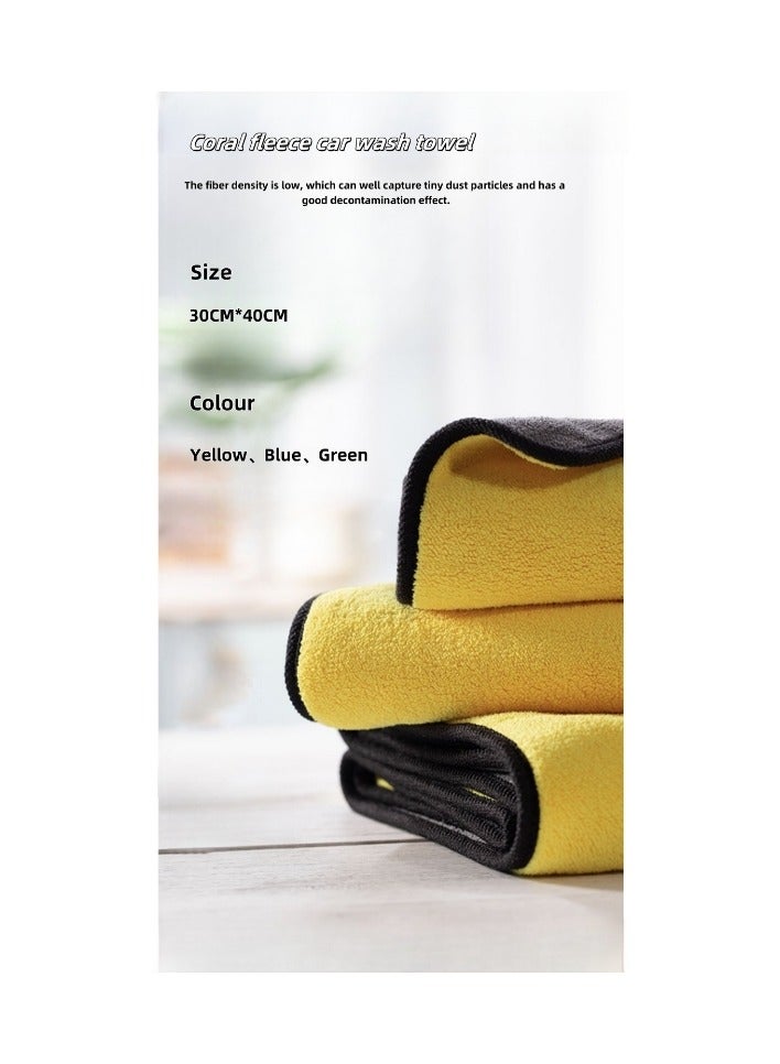 هَيْلة ميكروفايبر منشفة القماش 3PCS مزدوجة الجانب الإضافية سميكة بلش لونت سوبر امتصاص التفاصيل للسيارة والنوافذ والشاشة والمطبخ، 30X40 سم، حزمة من 3 - Image 5