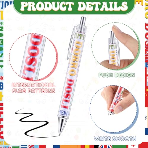 Treela 24 Pcs International Flag Pens World Country Flag Ballpoint Pens Retractable for International Sports Events Party Favors School Office Supplies - Image 2