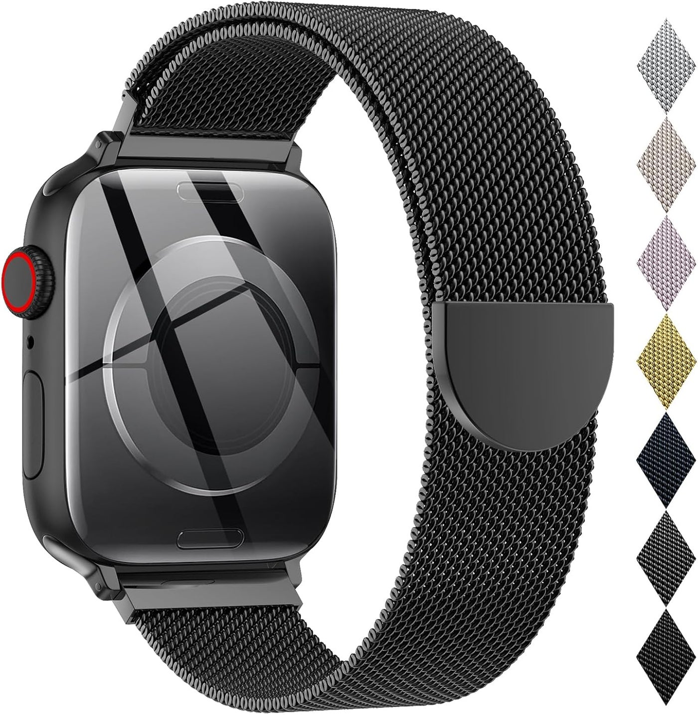 Unipha Compatible with Apple Watch Band 42mm 41mm 40mm 38mm for Women and Men, Magnetic Metal Stainless Steel Strap Wristband Compatible for iWatch Series 10 9 8 7 6 5 4 3 2 1 SE Black
