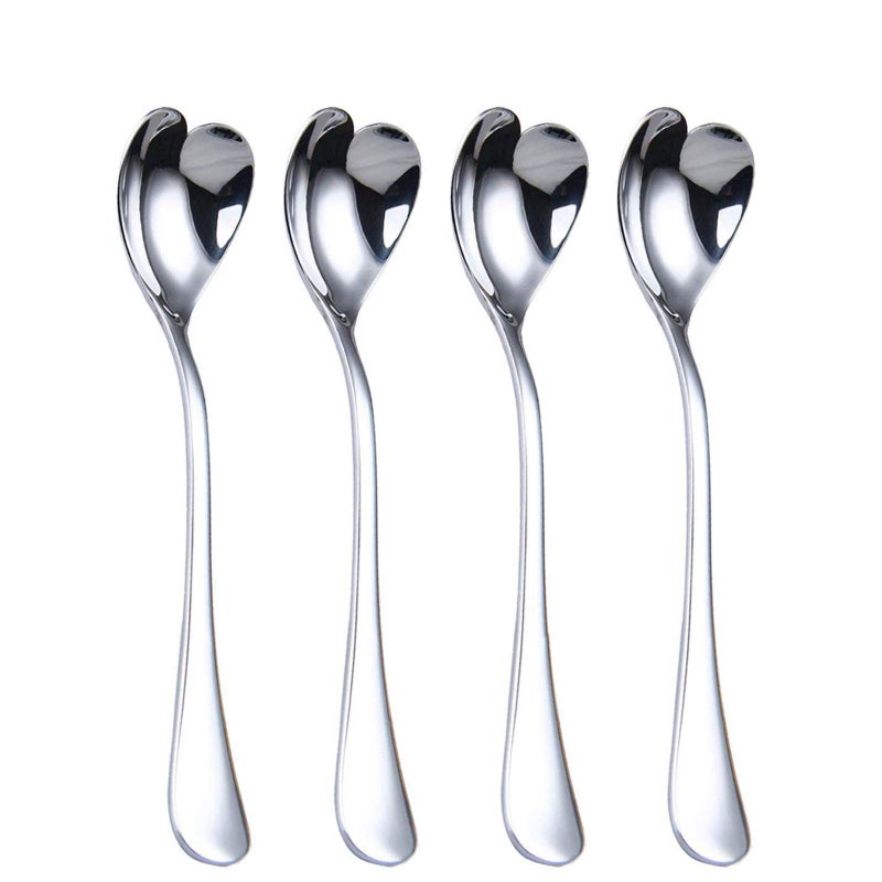 HISSF Heart Shaped Spoons, 18/10 Stainless Steel Spoon Set 4 Pack, 6.7 inches, Dessert Spoon, Ice Cream Spoons, for Tea, Cocktail, Sugar - Image 1