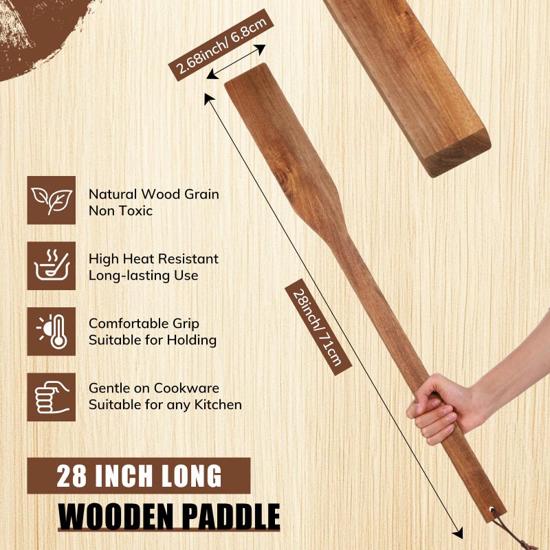 FillTouch 28 Inch Long Wooden Paddle for Cooking Acacia Flat Wooden Spatula Crawfish Paddle Stir Mixing Seafood Boil Pot Cooking Spatula for Crawfish Boil Pot Seafood Camping Restaurants - Image 3