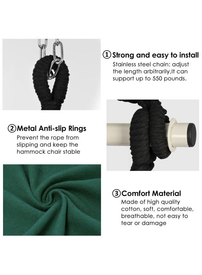 Y- STOP Hammock Chair Hanging Rope Swing, Max 500 Lbs, 2 Cushions Included, Large Macrame Hanging Chair with Pocket for Superior Comfort, with Hardware Kit, Green - Image 4