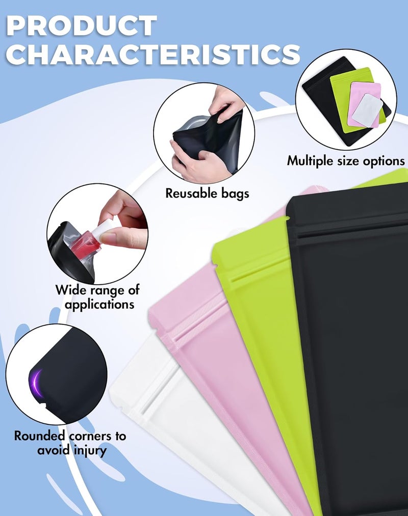 FireKylin 100 Pack Resealable Packaging Bags for Small Business Double-Sided Color Smell Proof Bags for Food Storage Flat Bags (Black, 2.7" x 3.8") - Image 3