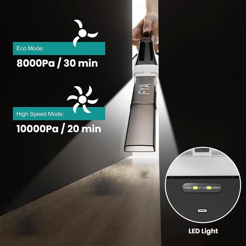 FYA 5in1 Wireless Handheld Vacuum Car Vacuum Cleaner with LED Light for Home 10kpa Powerful Suction Lightweight Portable Vacuum for Pet Cordless Vacuum for Carpet Stairs Pet Hair Deep Cleaning - Image 5
