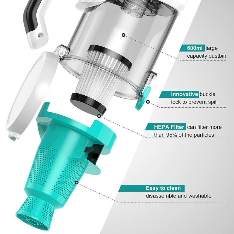 FYA 5in1 Wireless Handheld Vacuum Car Vacuum Cleaner with LED Light for Home 10kpa Powerful Suction Lightweight Portable Vacuum for Pet Cordless Vacuum for Carpet Stairs Pet Hair Deep Cleaning - Image 3