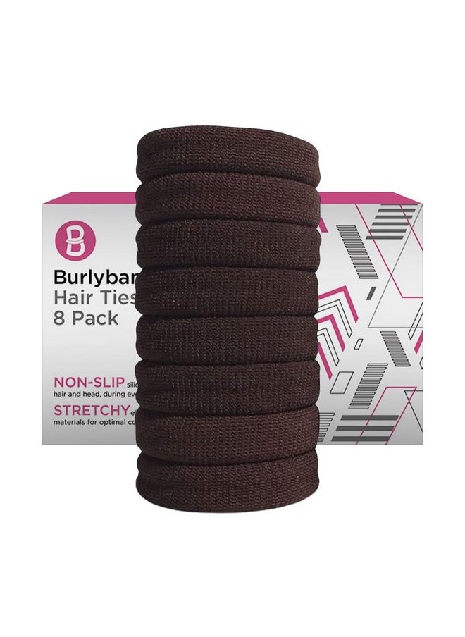 Burlybands Burlybands Large Hair Ties for Thick, Heavy or Curly Hair - Non-Slip, Non-Damage, Seamless Women's Ponytail Scrunchies - Brown, 8 Pcs  - Image 1