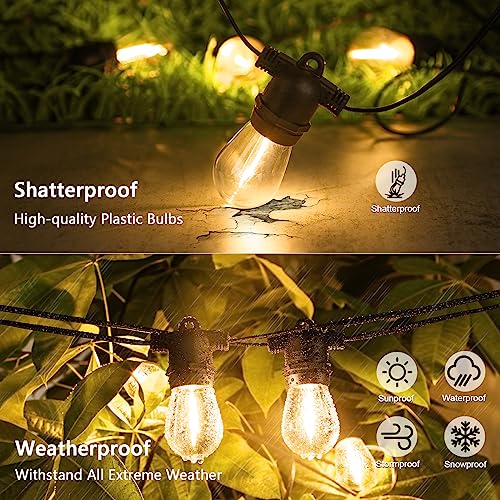 BesLowe 48FT S14 Solar String Lights Outdoor with Remote Controller, Solar Powered Patio Lights Waterproof with LED Edison Bulbs, Dimmable Hanging Lights for Outside Backyard Porch, USB Rechargeable - Image 4