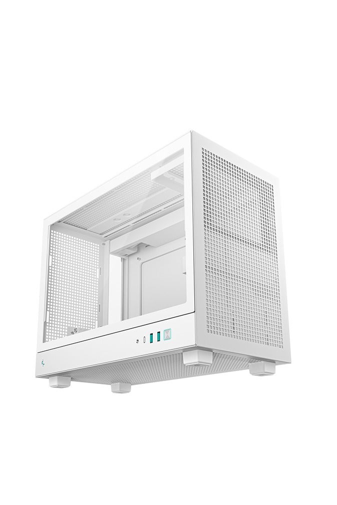 DEEPCOOL CH160 PLUS Portable Compact PC Case, Supports Micro-ATX & Mini-ITX Motherboards, 4 Expansion Slots, 1×3.5” + 2×2.5” Drive Bays, Top Handle, USB 3.0 + USB-C Gen2, High Airflow with Mesh Panels, Radiator Support (120/240mm), Tempered Glass Side Panel, White | R-CH160-WHNGM0-G  - Image 3