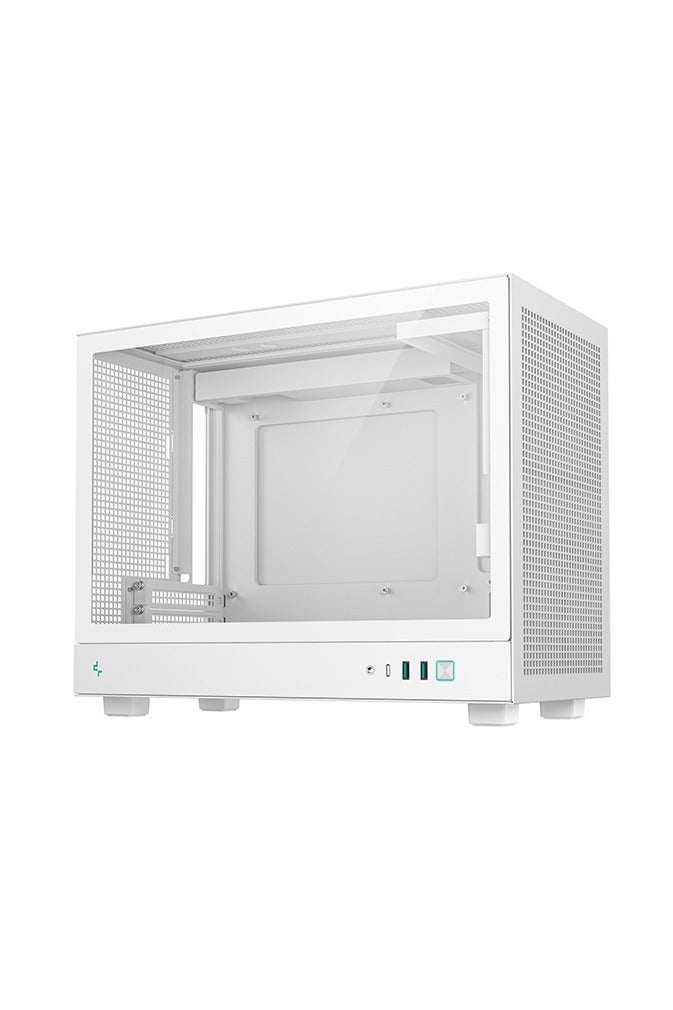 DEEPCOOL CH160 PLUS Portable Compact PC Case, Supports Micro-ATX & Mini-ITX Motherboards, 4 Expansion Slots, 1×3.5” + 2×2.5” Drive Bays, Top Handle, USB 3.0 + USB-C Gen2, High Airflow with Mesh Panels, Radiator Support (120/240mm), Tempered Glass Side Panel, White | R-CH160-WHNGM0-G  - Image 4