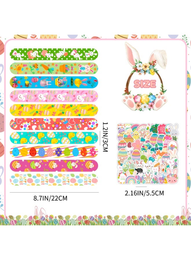 90pcs Easter Party Favors, 40pcs Easter Bunny & Egg Bracelets and 50pcs Easter Stickers - Easter Themed Party Favors for Easter Egg Hunt Party Supplies - view 2