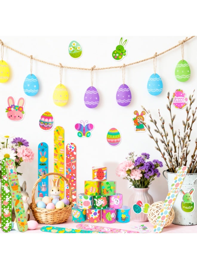 90pcs Easter Party Favors, 40pcs Easter Bunny & Egg Bracelets and 50pcs Easter Stickers - Easter Themed Party Favors for Easter Egg Hunt Party Supplies - view 5