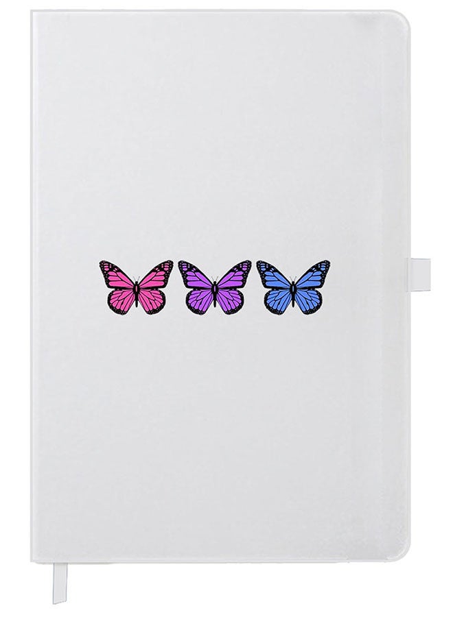 Theodor Designer A5 Thick White Hardcover Notebook Butterflies - Image 1
