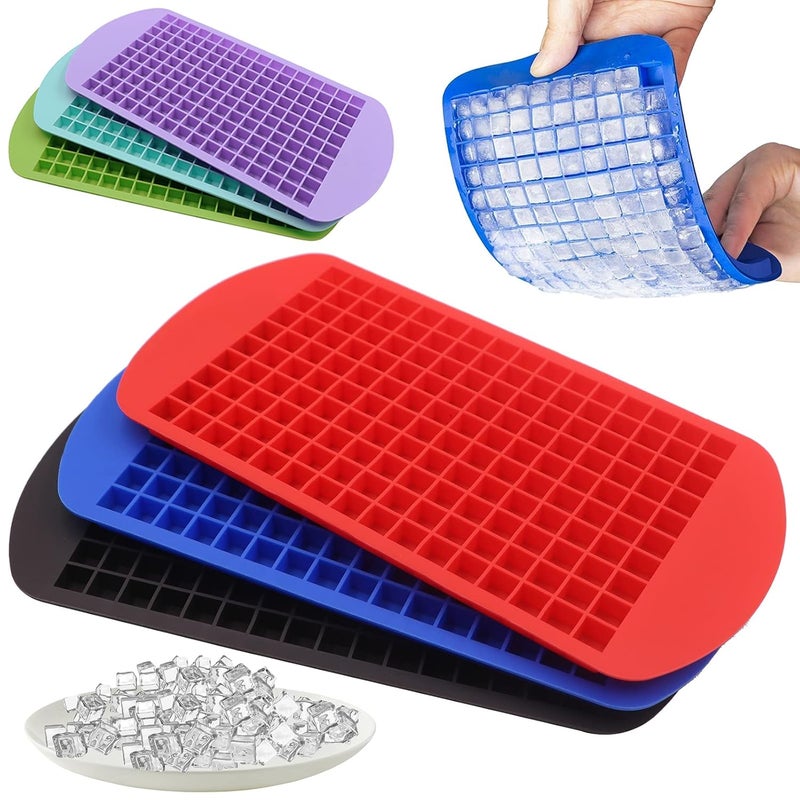 LeeYean Silicone BPAFree Flexible Stackable and Durable Soft 160 Crushed Easy Release Mini Ice Cube Trays 3 Pack - Image 1