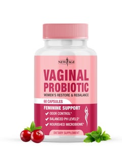 New Age NEW AGE Vaginal Probiotics for Women with Prebiotics, Cranberry Extract, and a Lactobacillus Probiotic Blend, Supports Healthy pH Balance, Odor Control, Vaginal Flora - 60 Capsules  - Image 1
