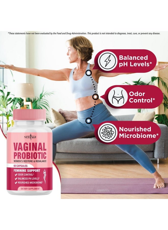 New Age - NEW AGE Vaginal Probiotics for Women with Prebiotics, Cranberry Extract, and a Lactobacillus Probiotic Blend, Supports Healthy pH Balance, Odor Control, Vaginal Flora - 60 Capsules - Image 1