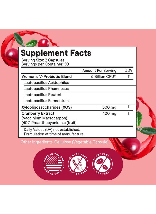 New Age - NEW AGE Vaginal Probiotics for Women with Prebiotics, Cranberry Extract, and a Lactobacillus Probiotic Blend, Supports Healthy pH Balance, Odor Control, Vaginal Flora - 60 Capsules - Image 1
