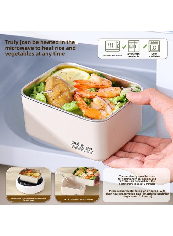 316 Stainless Steel Insulated Lunch Box Office Workers Can Be Microwave Heated Multi-layer Student Special Lunch Box With Meals-Specifications:316 Steel Elegant White-1200ml With Thermal Bag  - Image 4