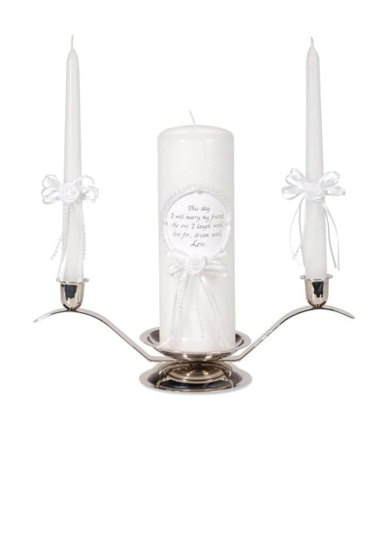Unity Candle Set with Verse Pearl Finish