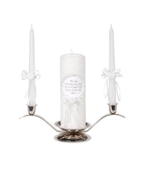 Unity Candle Set with Verse Pearl Finish