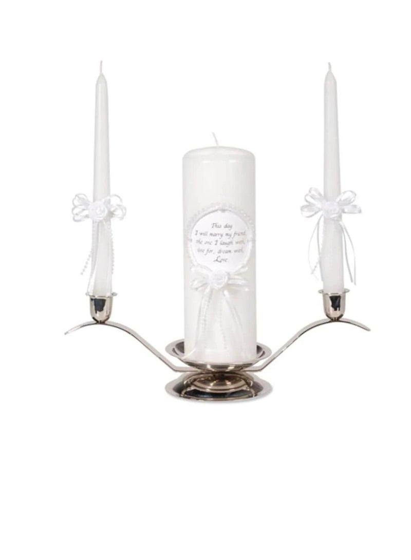Unity Candle Set with Verse Pearl Finish