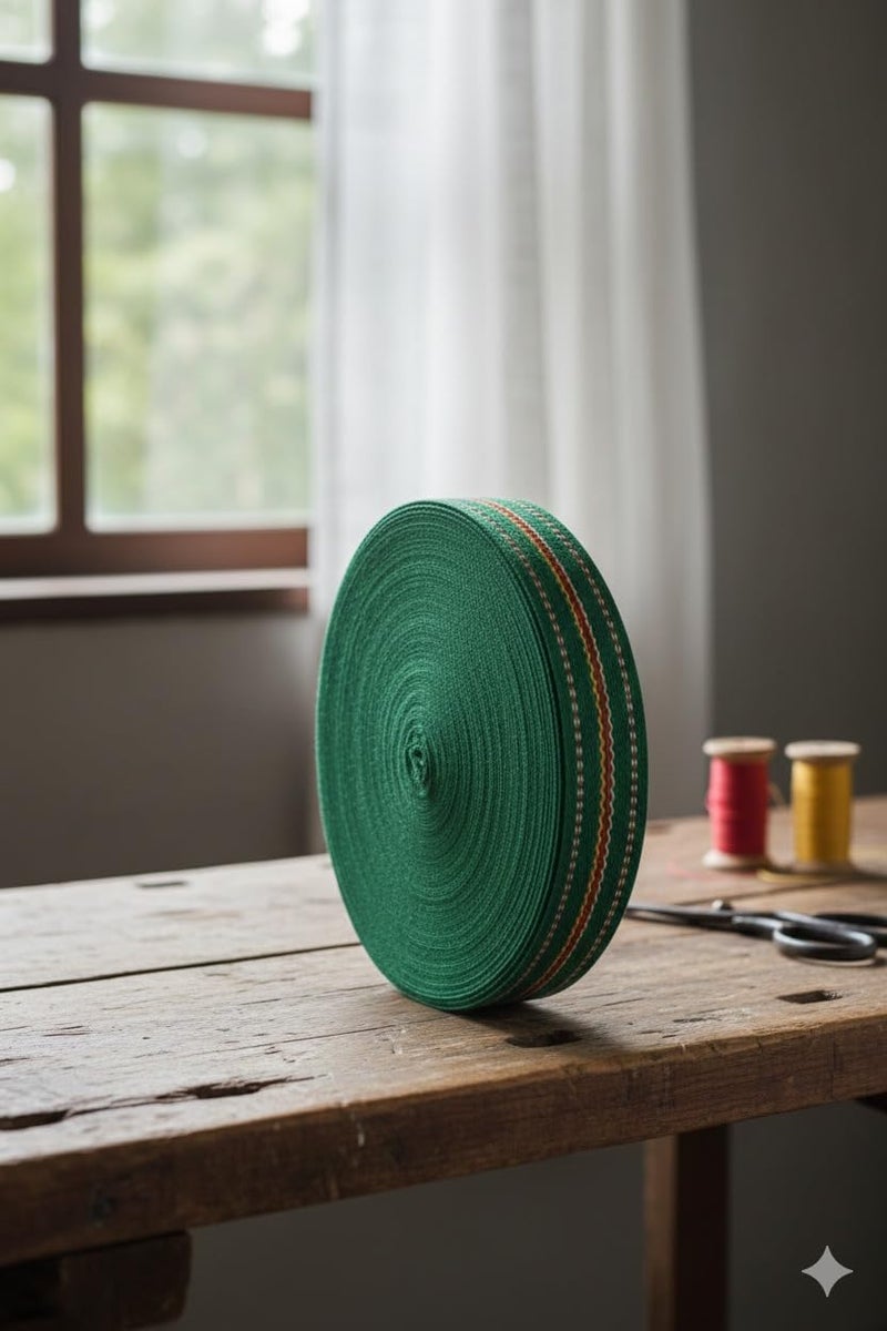 BASRAH NIWAR 2.5-Inch Cotton Niwar Roll | Ideal for Traditional Khatiya, Charpai, and Folding Beds (2.5 Kg) (Green) - Image 3