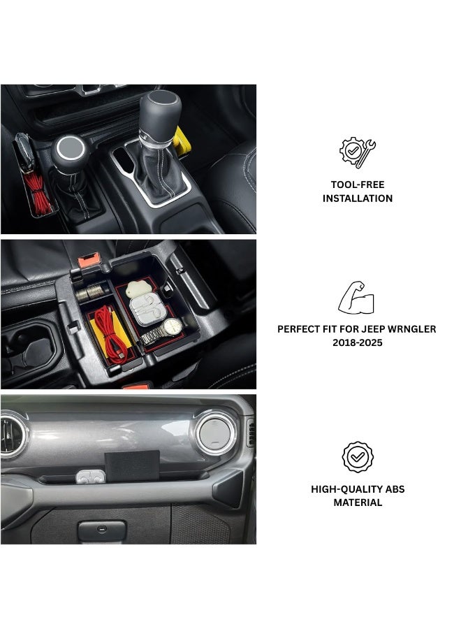 MOTOR FIT 4PCS Storage Organizer Trays for Jeep Wrangler JL/JLU 2018–2025 | Gear Shift Side Tray Organizer, Armrest Storage Box, Hanging Storage Box & Co-Pilot Organizer | Interior Accessories Bundle - Image 4