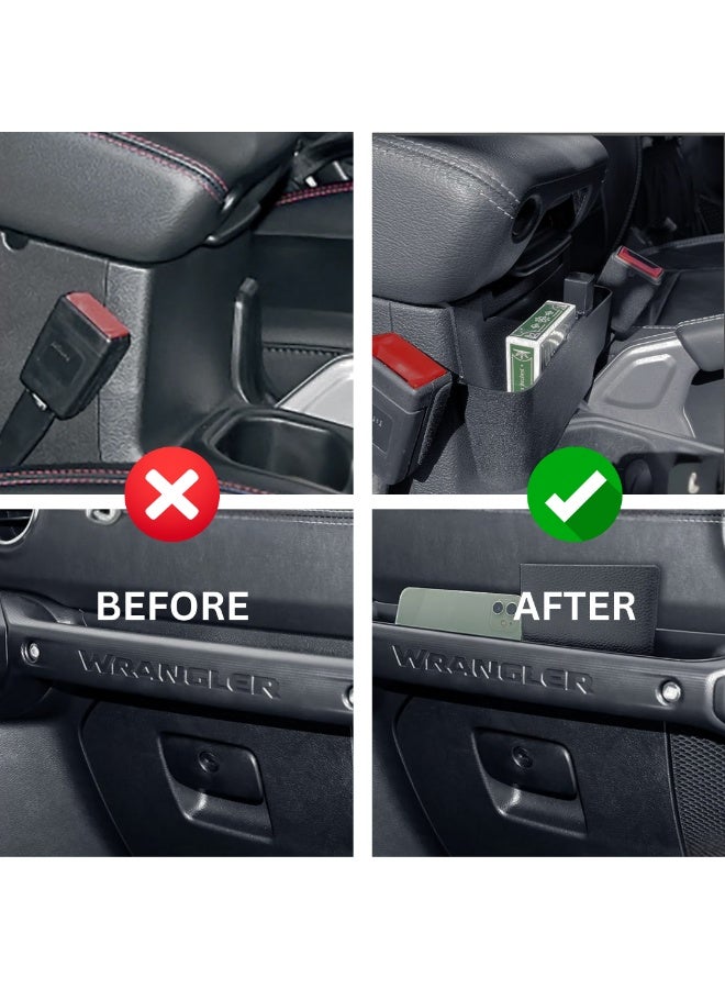 MOTOR FIT 4PCS Storage Organizer Trays for Jeep Wrangler JL/JLU 2018–2025 | Gear Shift Side Tray Organizer, Armrest Storage Box, Hanging Storage Box & Co-Pilot Organizer | Interior Accessories Bundle - Image 3