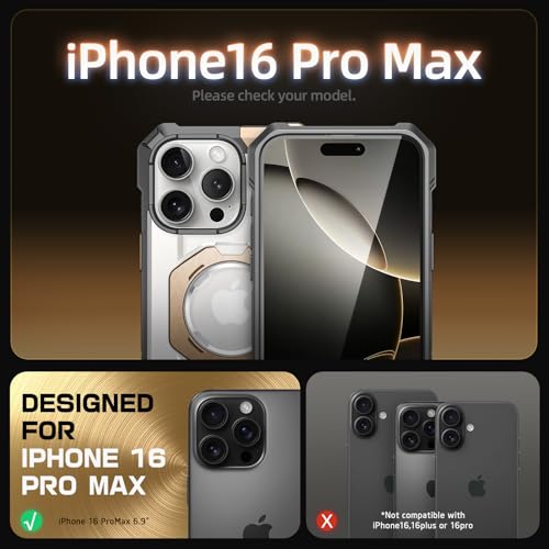 SUPCASE Polycarbonate For iPhone 16 Pro Max Back Case With Camera Control Capture Button (Unicorn Beetle Grip), [Built-In Stand] [Compatible With Magsafe] Heavy Duty Magnetic (Desertgold) - Image 2