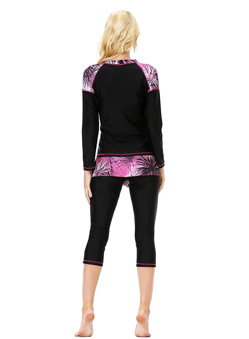 3PCS Long Sleeve Swimsuit Swimwear Set Black - Image 4