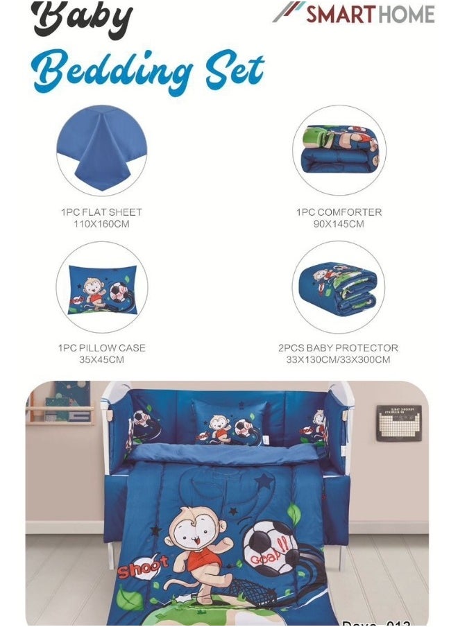 سمارت هوم - طقم مفارش سرير أطفال ، مفرش حواجز طقم مكون من لحاف اطفال مقاس 90X145 سم شرشف مطاط 110X160 سم مخده مقاس 35X45 سم حواجز مقاس 33X130 سم حواجز مقاس 33X330 سم - Image 1