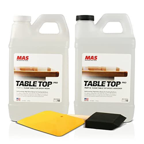 MAS Epoxies Table Top Pro Epoxy Kit, 1-Gallon, (0.5-Gal Part A + 0.5-Gal Part B) Crystal Clear Resin Casting for DIY Arts, Crafts, Countertops, Wood Tables, Tabletops, Bar Tops - Image 1