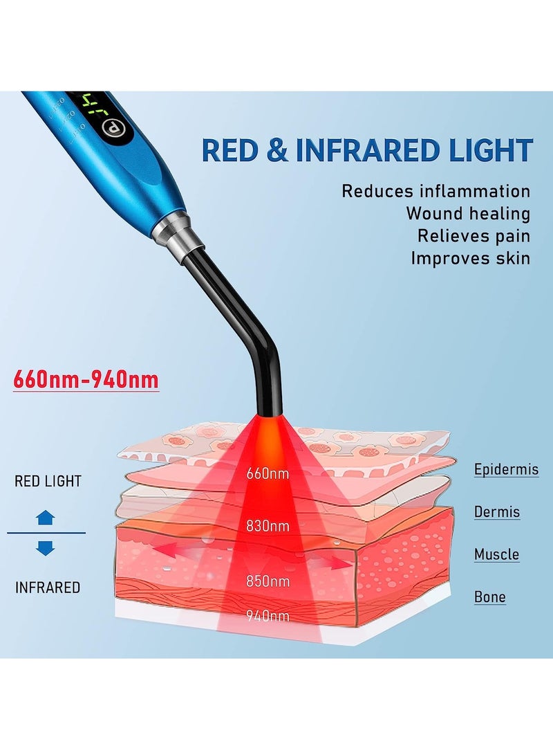 2-in-1 Red & Infrared Light Therapy Device for Pain Relief - Portable Treatment for Cold Sores, Blisters, and Muscle Aches (Blue) - Image 4