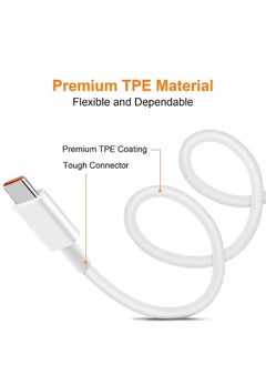 Generic 2 حزم كابل شاحن USB C 1 متر لهواتف Xiaomi، كابل شاحن سريع 120 واط 3A، 67 واط كابل شحن توربو نوع C كابل لـ Redmi Note12 Pro 1110 Pro POCO X6 X6 Pro M6 Xiaomi 13 Pro 13 12T Pro 12  - Image 3