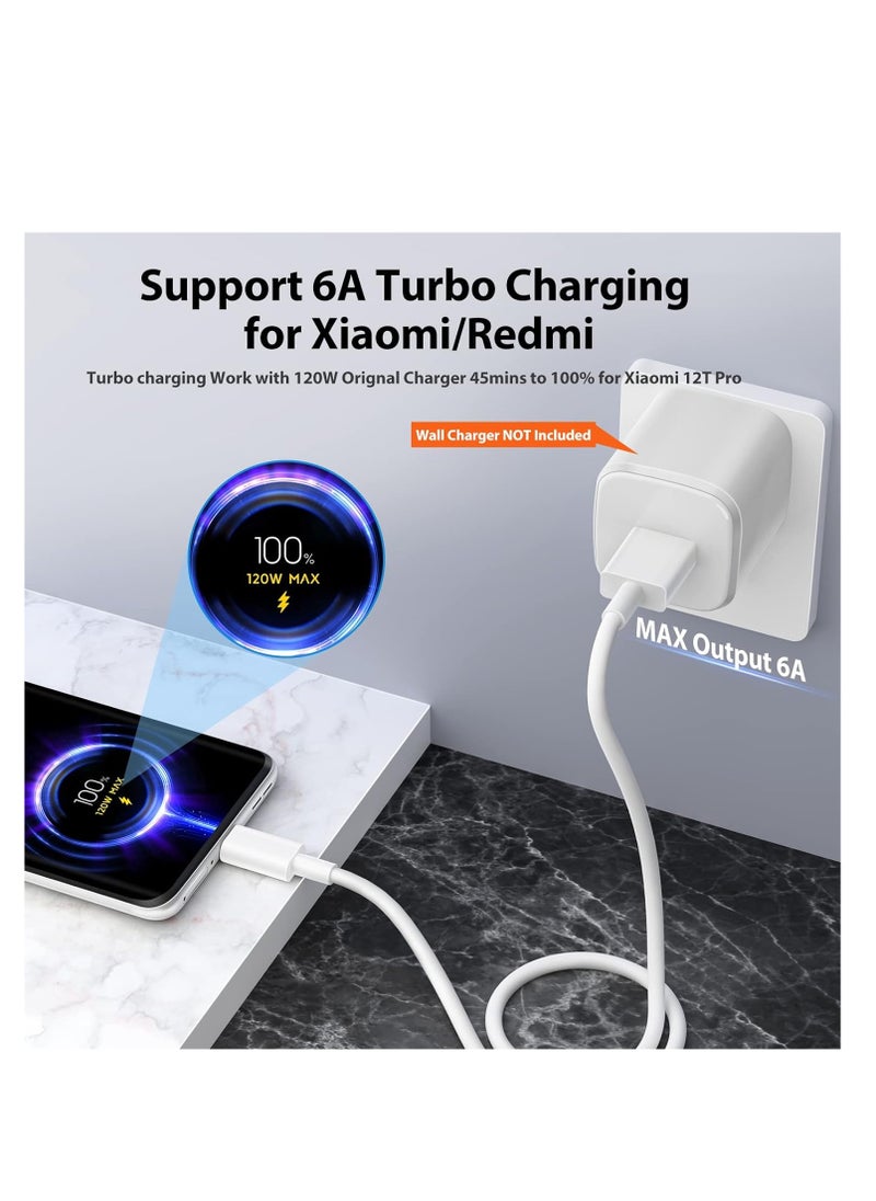 Generic - 2Packs USB C Charger Cable 1M for Xiaomi Phones, Fast Charger Cable 120W 3A, 67W Turbo Charging Cable Type C Cable for Redmi Note 14 13 12 Pro 1110 Pro POCO X6 X6 Pro M6 Xiaomi Mi 14 14T 13T 13 Pro 13 12T Pro 12 Redmi K80 K70 K60 K50 - Image 1