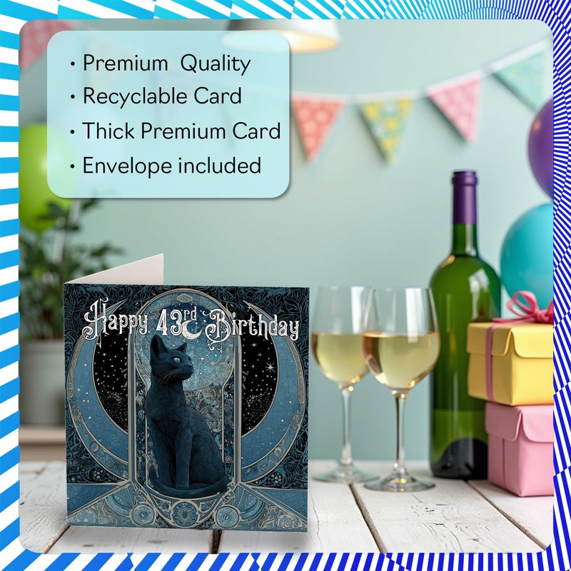Stuff4 43rd Birthday Cards for Women Men - Tarot Card Cat - Happy Birthday Card for 43 Year Old Woman Man Nephew Brother Friend Neighbor  5.7 Inch Bday Greeting Cards - Image 3