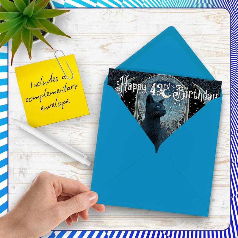 Stuff4 43rd Birthday Cards for Women Men - Tarot Card Cat - Happy Birthday Card for 43 Year Old Woman Man Nephew Brother Friend Neighbor  5.7 Inch Bday Greeting Cards - Image 5
