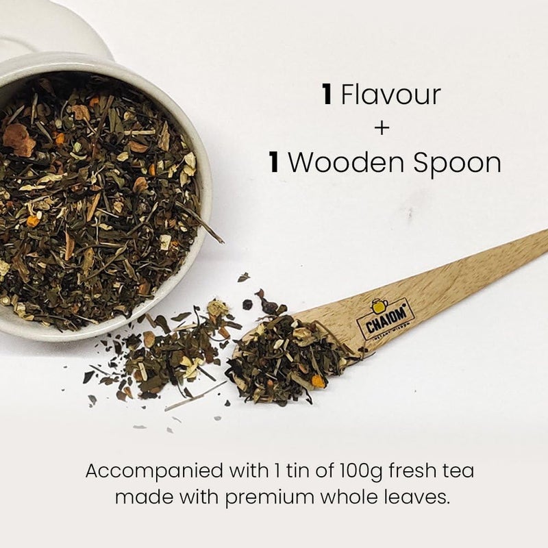 CHAIOM Tea Fiesta 1 | Tea Gift Box | 100gm Loose Tea | 1 wooden spoon - Image 2