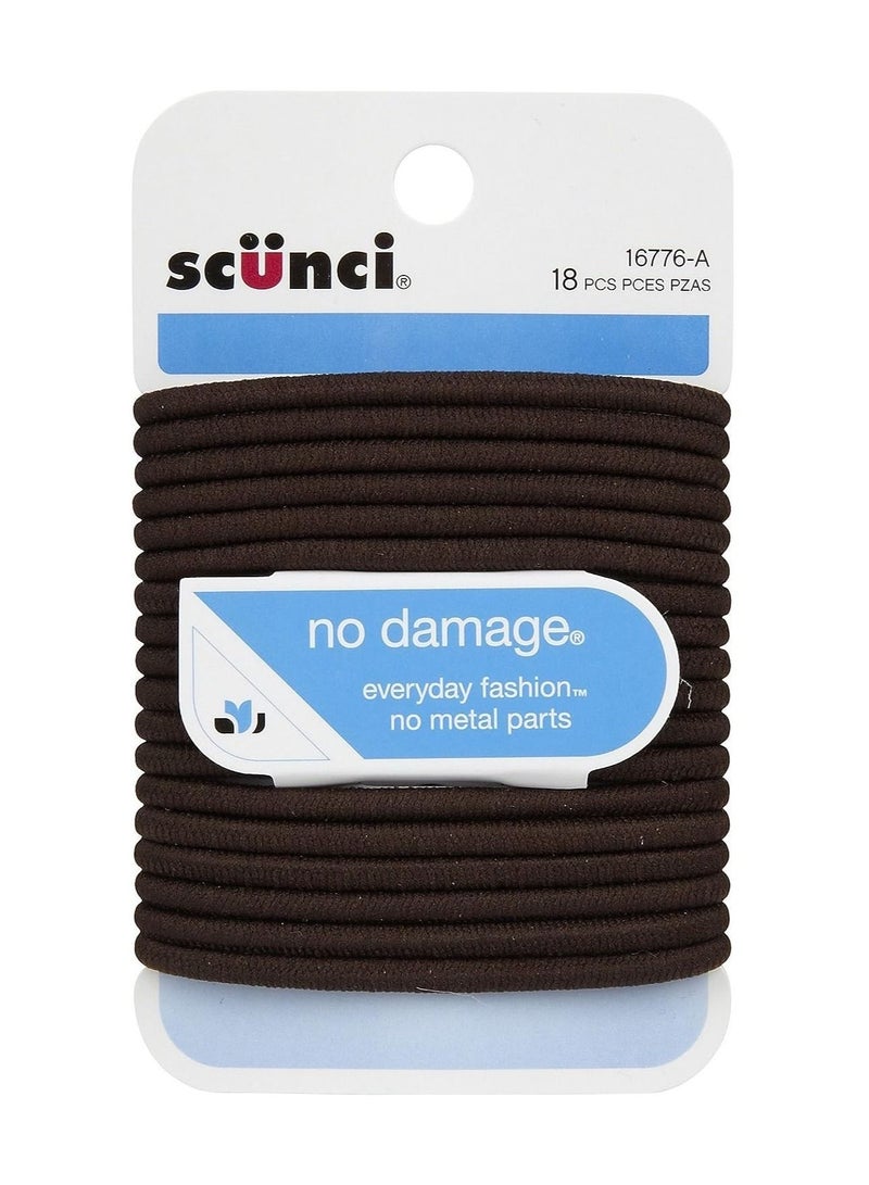 Hair Bands Brown 18-Piece No Damage Elastic Set Multicolor