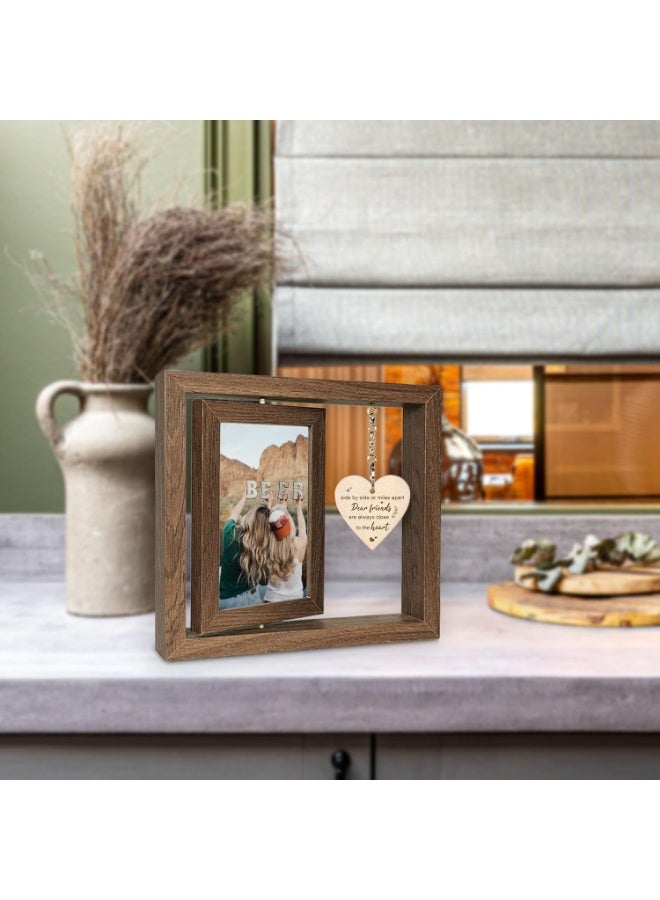 4X6 Desktop Photo Frame, Wooden Picture Frame with Heart Pendant, Postcard Display Frame for Home Decor, Table, Office, Gift for Bestfriend - Image 4
