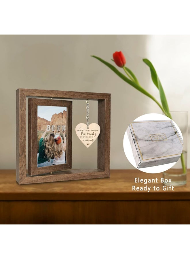 4X6 Desktop Photo Frame, Wooden Picture Frame with Heart Pendant, Postcard Display Frame for Home Decor, Table, Office, Gift for Bestfriend - Image 2