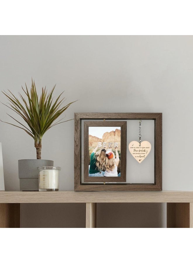 4X6 Desktop Photo Frame, Wooden Picture Frame with Heart Pendant, Postcard Display Frame for Home Decor, Table, Office, Gift for Bestfriend - Image 5