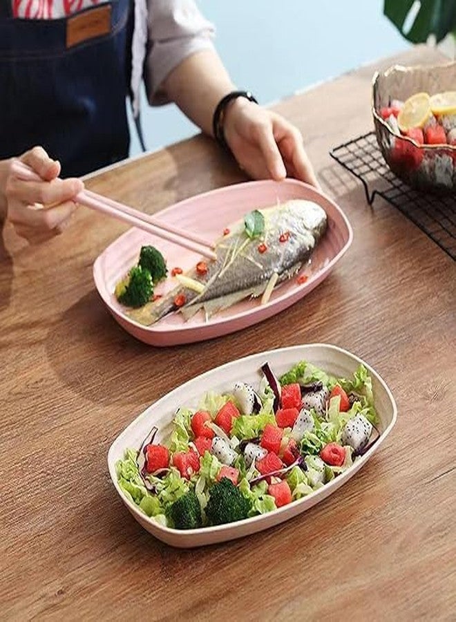 Takositio طقم أطباق تقديم من قش القمح من تاكوسيتيو، مناسب للمطبخ، أطباق سلطة، أطباق حلويات مستطيلة للسوشي والمقبلات والكيك، آمن للاستخدام في الميكروويف والفرن (بيج، عبوة من 6 قطع) - Image 5