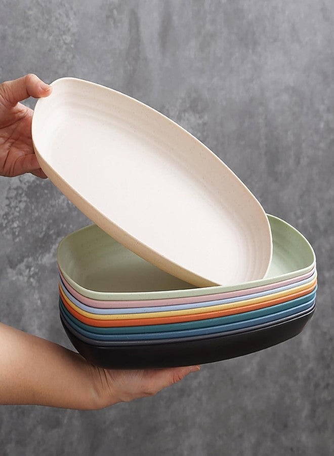 Takositio طقم أطباق تقديم من قش القمح من تاكوسيتيو، مناسب للمطبخ، أطباق سلطة، أطباق حلويات مستطيلة للسوشي والمقبلات والكيك، آمن للاستخدام في الميكروويف والفرن (بيج، عبوة من 6 قطع) - Image 3