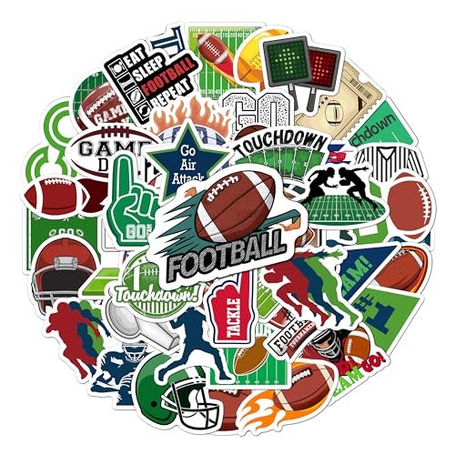 BEATRI Football Stickers Pack 50PCS Waterproof Vinyl Sports Coaches Football Decor Party Favors for Laptop Water Bottle Skateboard Travel Gear NonRepeating Decals HighDefinition Print - Image 1