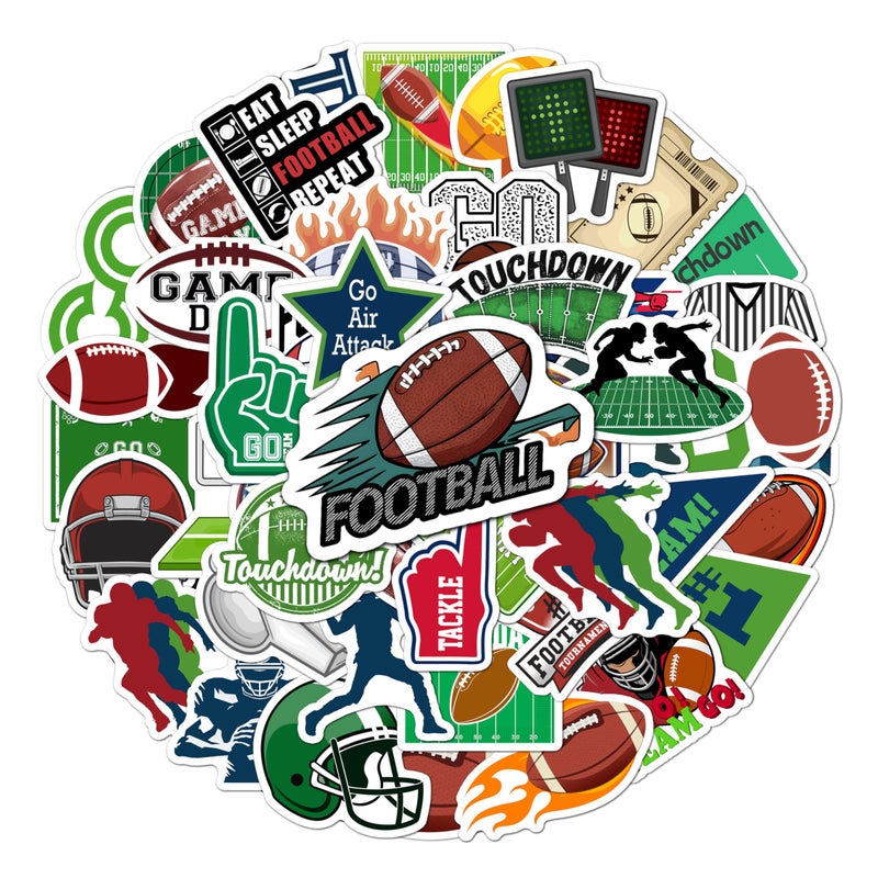 BEATRI Football Stickers Pack 50PCS Waterproof Vinyl Sports Coaches Football Decor Party Favors for Laptop Water Bottle Skateboard Travel Gear NonRepeating Decals HighDefinition Print - Image 2
