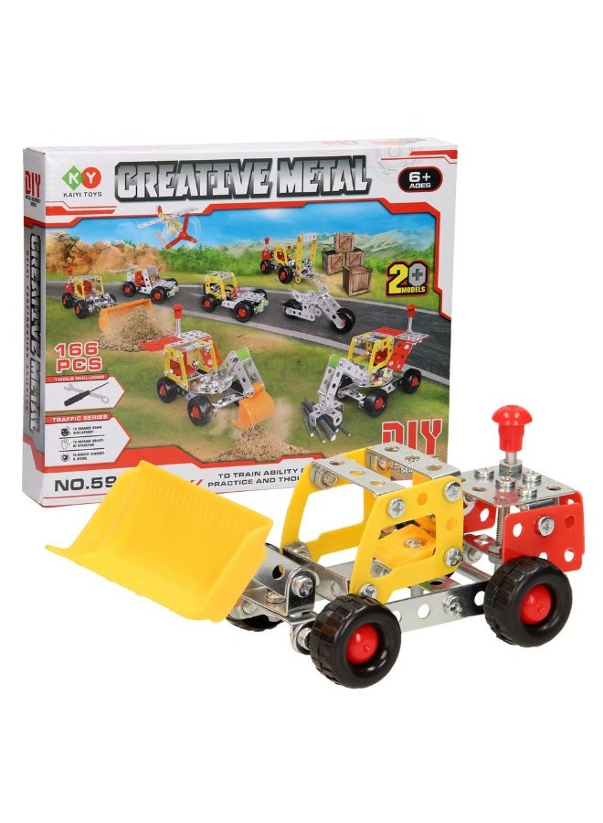 Creative Metal Construction Set Metal 20in1 Vehicles 166 Pieces - 592-53 - Image 1