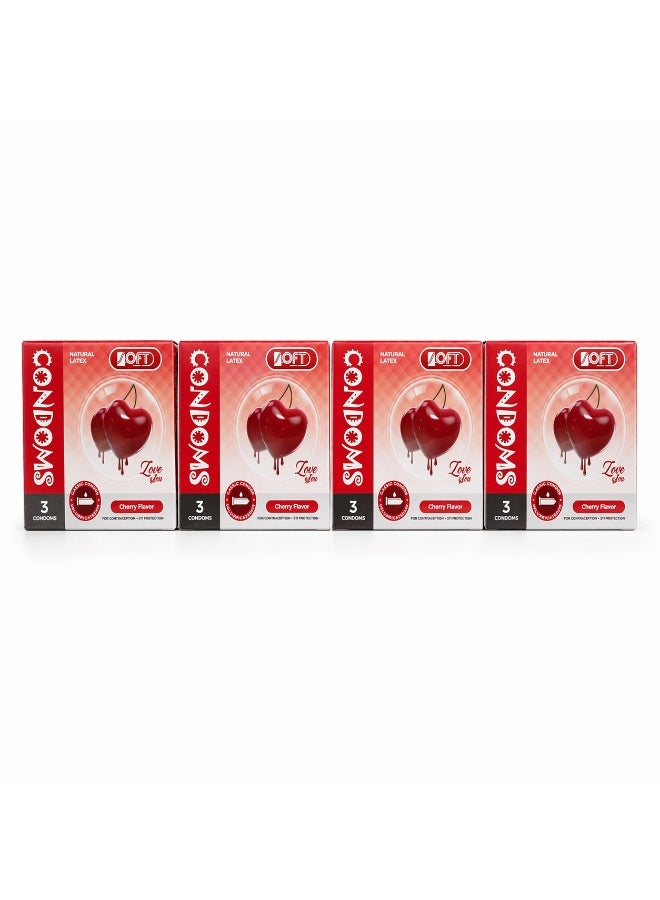 سوفت واقي ذكري بنكهة الكرز من SOFT Medical – 4 عبوات × 3 قطع، لاتكس طبيعي، كلاسيك مزلق بريميوم، للاستخدام الشخصي للبالغين - Image 4