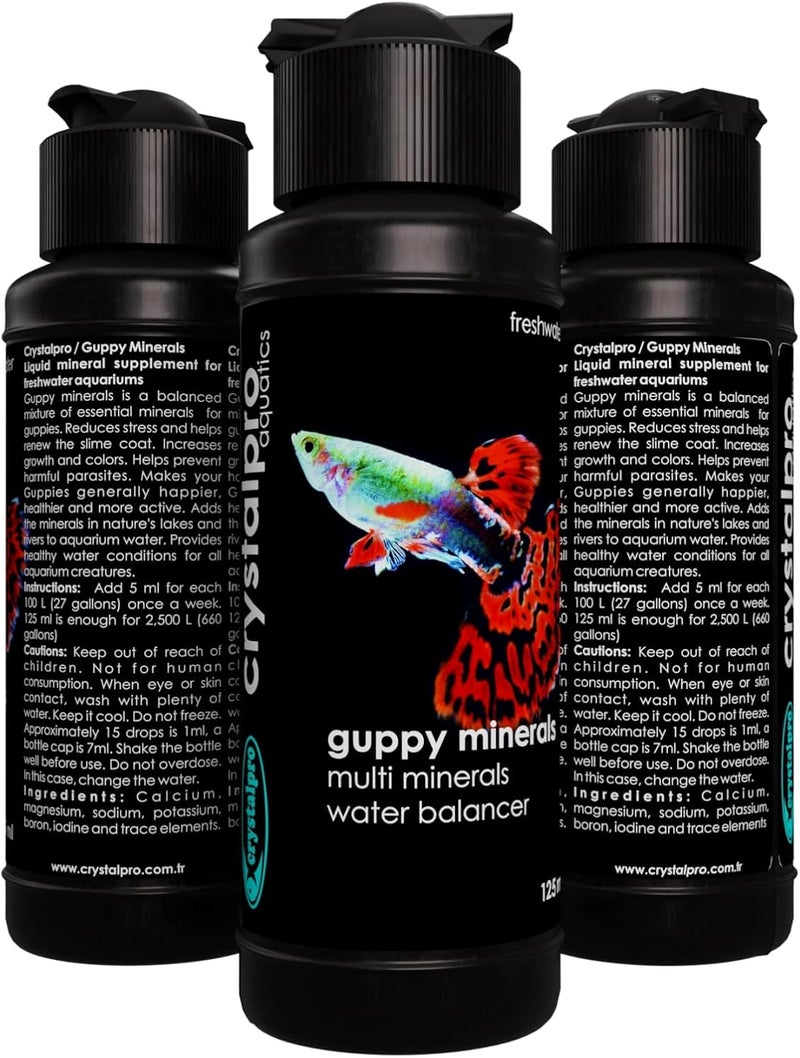 crystalpro Market popular practical build Guppy Minerals 4.22 Oz - Mineral Additive for Guppy-Replenishes Protective Coat Improves Respiration and General Health Freshwater Aquarium Salt (125 ml) Worldwide popular practical build - Image 1